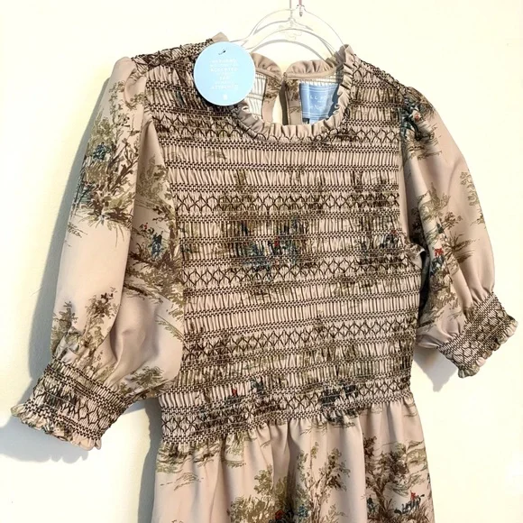 New Hill House Vivi nap mini dress in multi equestrian toile stretch crepe - Picture 9 of 12